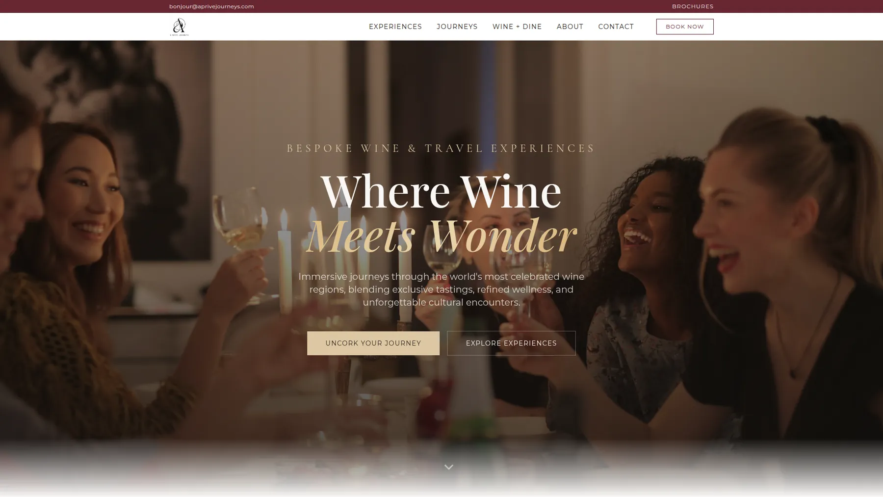 A Privé Journeys homepage screenshot