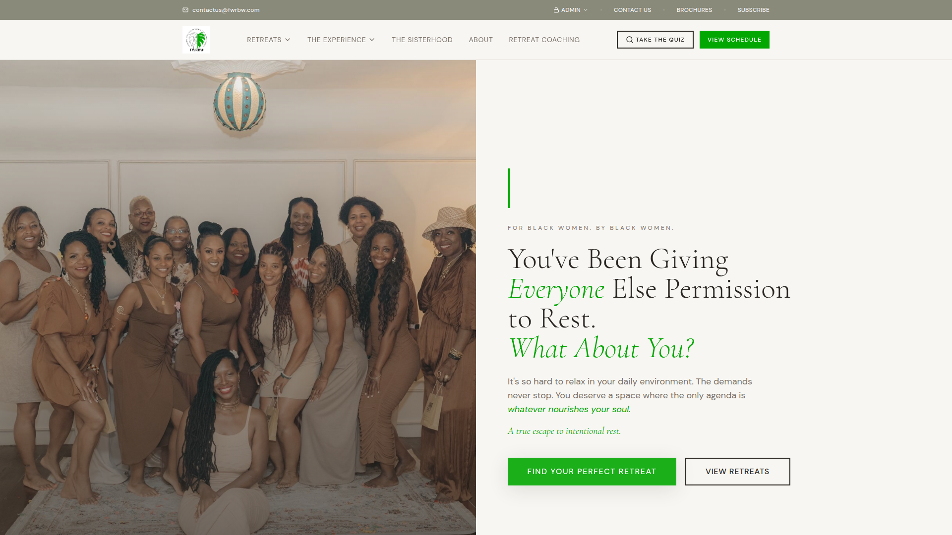 Feminine Wellness Retreats for Black Women homepage screenshot